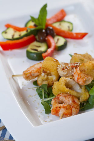 Calamari e gamberi fritti