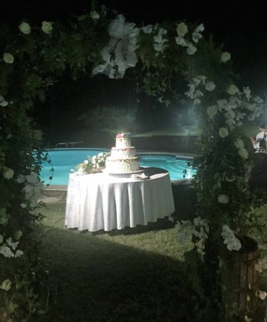 Torta nuziale in piscina