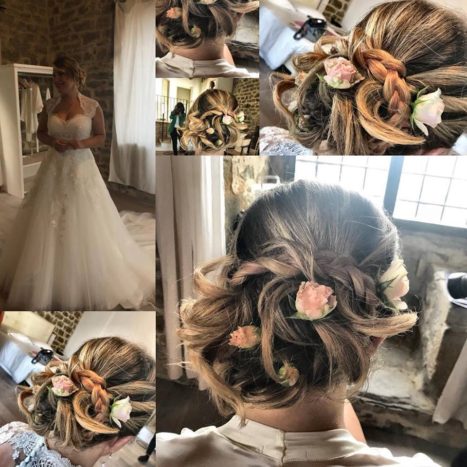 chignon e fiori freschi