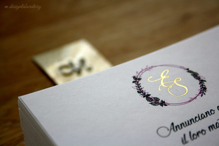 letter press gold foil