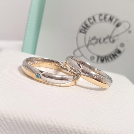 Bicolor con diamante azzurro