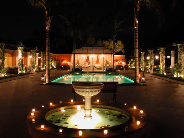 Pool with candles