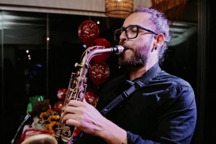 on alto sax