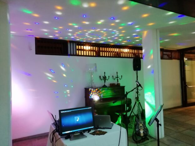 Il set up con le luci