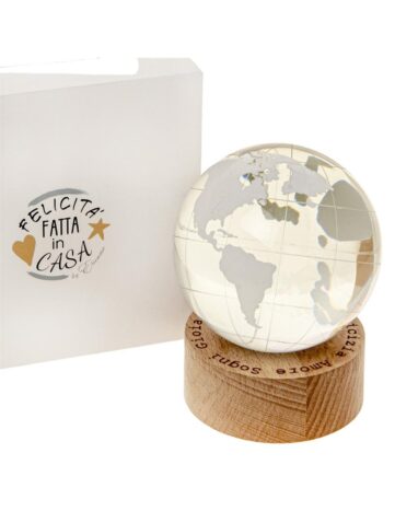Mappamondo Vetro e base legno 