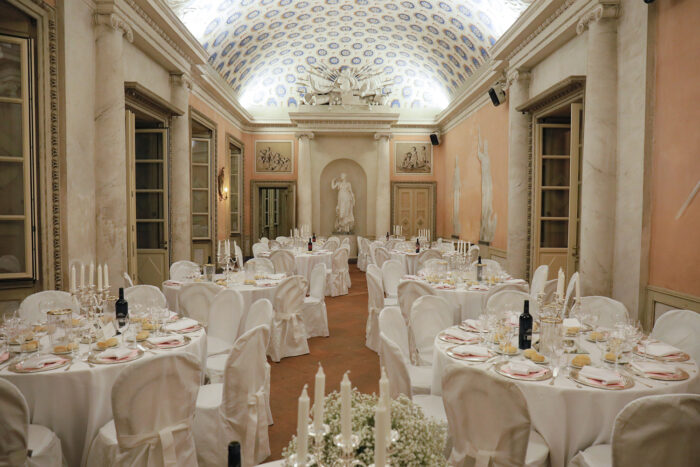 La sala in villa allestita
