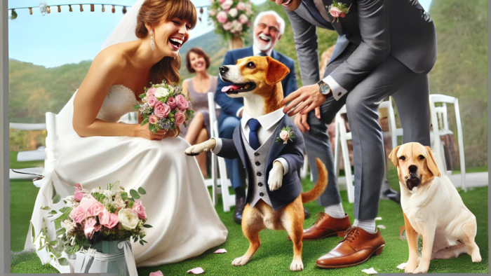 Cane saluta sposa