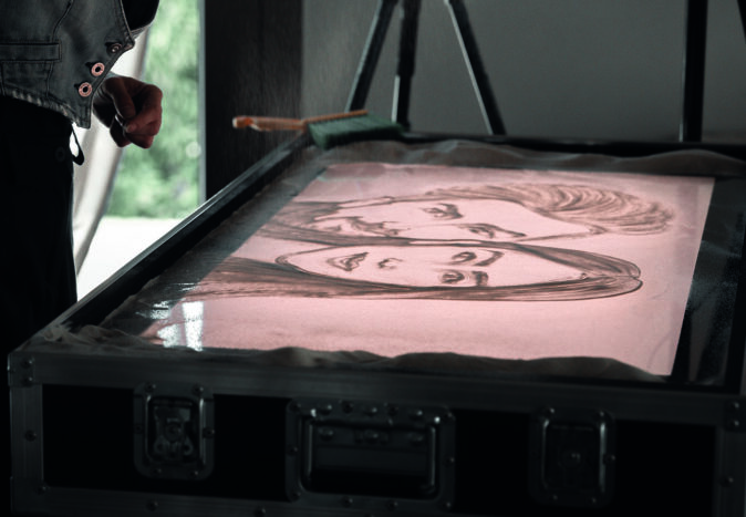 sand art ritratto sposi 