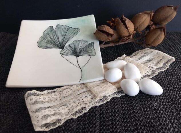 Piattino Ginko: Terraglia bian