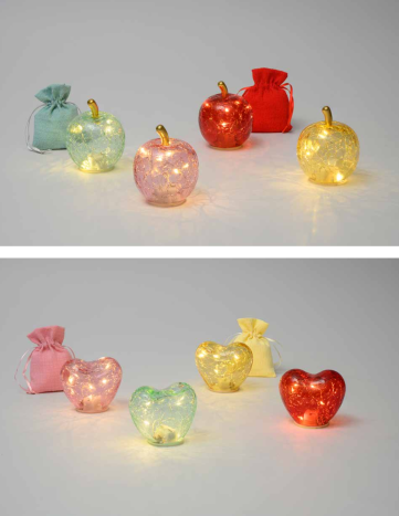 Cuori Led in vetro Craquelé 