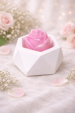 Esagono con rosa cera vegetale